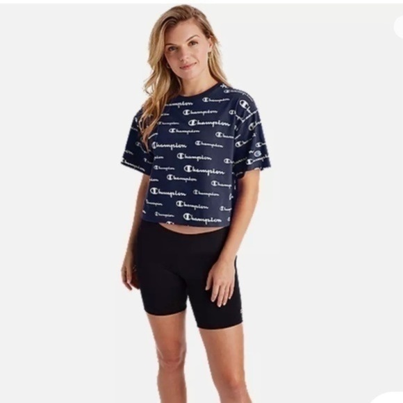 Champions Navy Logo Crop Top - Picture 8 of 13